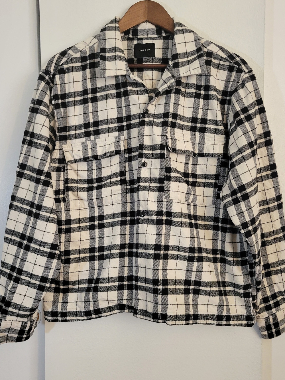 PacSun Black & White Plaid Shirt Jacket - Picture 1 of 7
